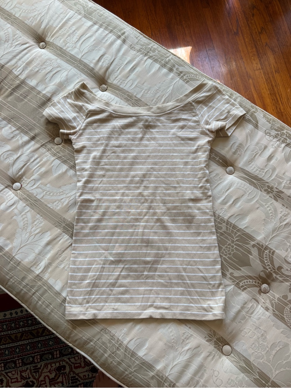 RL Cream Striped Short Sleeve Top
